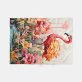 Tropical Flamingo Fantasy Paradise Bloom Fleecedecke (Vorderseite (Horizontal))
