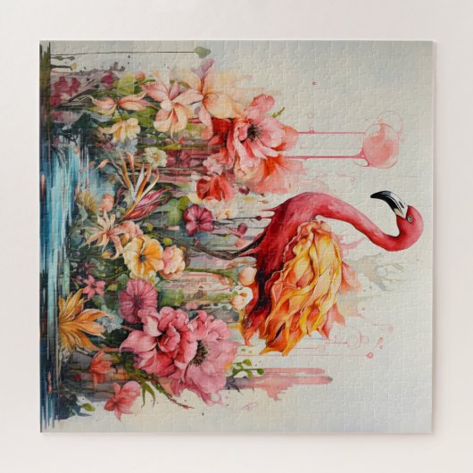 Tropical Flamingo Fantasy Paradise Bloom Puzzle (Horizontal)
