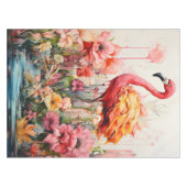Tropical Flamingo Fantasy Paradise Bloom Tischdecke (Vorderseite (Horizontal))