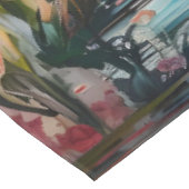 Tropical Flamingo Fantasy Paradise Bloom Tischdecke (Schrägansicht)