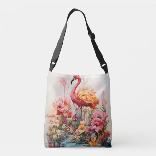 Tropical Flamingo Fantasy Paradise Bloom Tragetaschen Mit Langen Trägern (Rückseite)