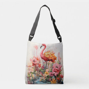 Tropical Flamingo Fantasy Paradise Bloom Tragetaschen Mit Langen Trägern
