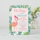 Tropical Flamingo Flamingle Kinderdusche Einladung (Stehend Vorderseite)