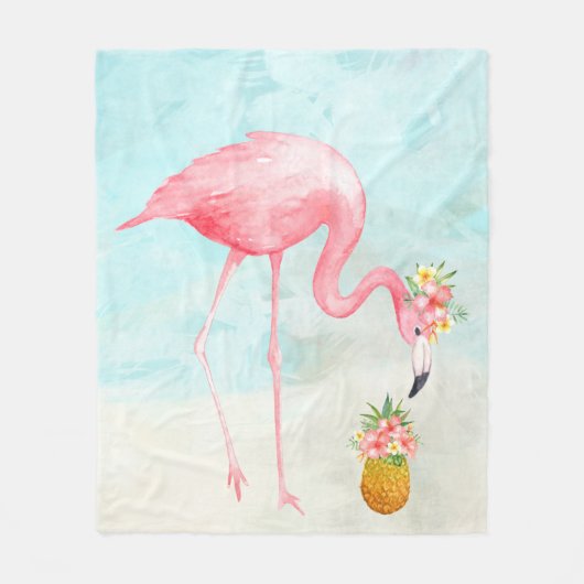 Tropical Flamingo Fleece Blanket (Vorderseite)