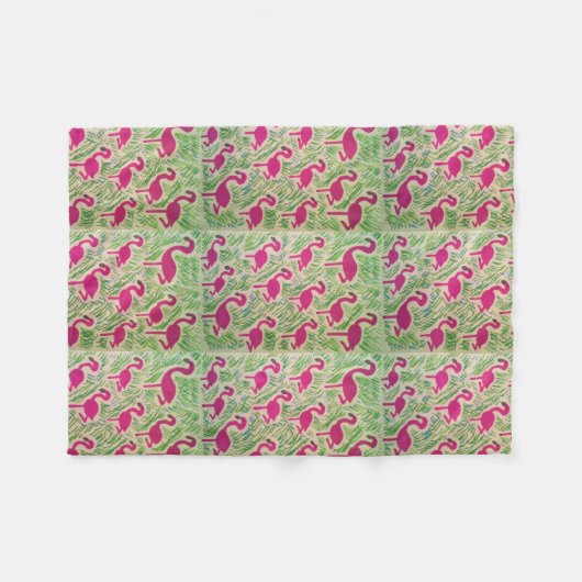 Tropical Flamingo Fleece Blanket (Vorderseite (Horizontal))