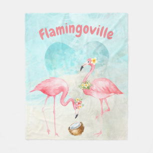 Tropical Flamingo Fleece Blanket