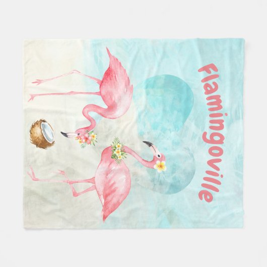 Tropical Flamingo Fleece Blanket (Vorderseite (Horizontal))