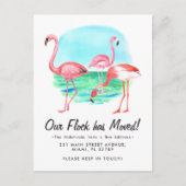 Tropical Flamingo Flock Moved New Address Moving Ankündigungspostkarte (Vorderseite)