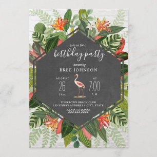 Tropical Flamingo Floral Geburtstagsparty Einladung