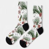 Tropical Flamingo Floral Muster weiß Socken (Linkes Detail)