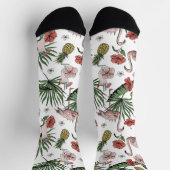 Tropical Flamingo Floral Muster weiß Socken (Oben)