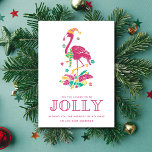 Tropical Flamingo Florida Beach Weihnachten<br><div class="desc">Niedliche Florida Weihnachtskarte mit rosa Weihnachtsflamingo "'Das ist die Saison zu sein fröhlich" Design. Angepasst mit Ihrer kurzen Nachricht und Ihren Namen. Diese Florida Beach Weihnachtskarte verwandelt sich in ein rosa-weiße Palmendesign.</div>