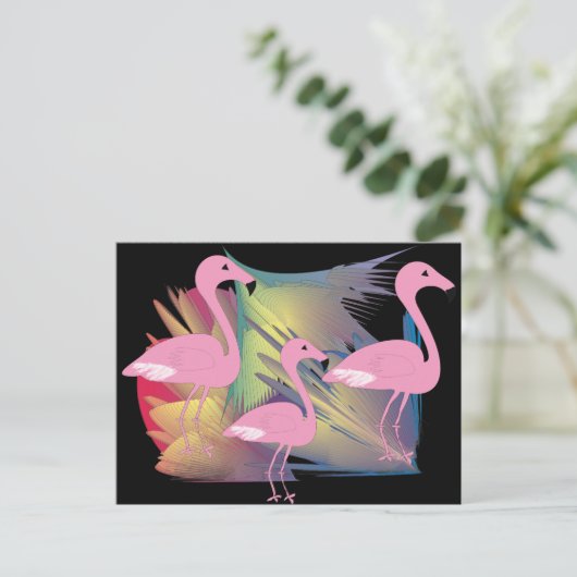 Tropical Flamingo Geschenke Postkarte (Stehend Vorderseite)