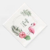 Tropical Flamingo Golden Frame Wedding Serviette (Ecke)
