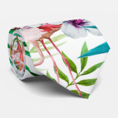 Tropical Flamingo Hibiskus Krawatte (Gerollt)