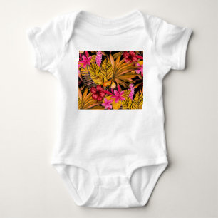 Tropical Flamingo: Hibiskus Summer Pattern Baby Strampler