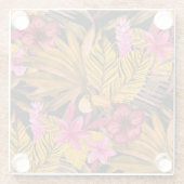 Tropical Flamingo: Hibiskus Summer Pattern Glasuntersetzer (Rückseite)