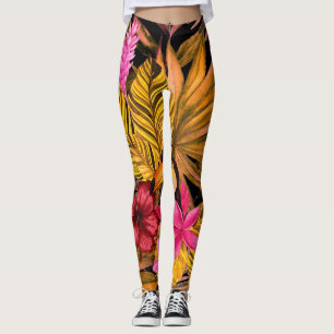 Tropical Flamingo: Hibiskus Summer Pattern Leggings