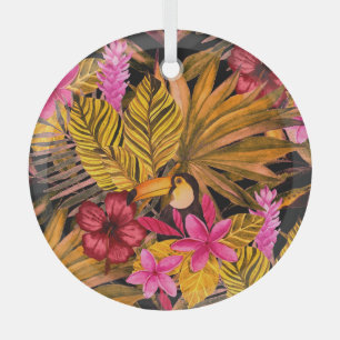 Tropical Flamingo: Hibiskus Summer Pattern Ornament Aus Glas