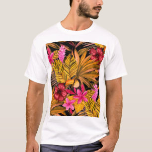 Tropical Flamingo: Hibiskus Summer Pattern T-Shirt