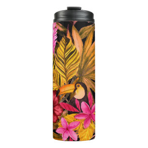 Tropical Flamingo: Hibiskus Summer Pattern Thermosbecher