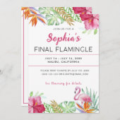 Tropical Flamingo Junggeselinnen-Abschied Einladun Einladung (Vorne/Hinten)