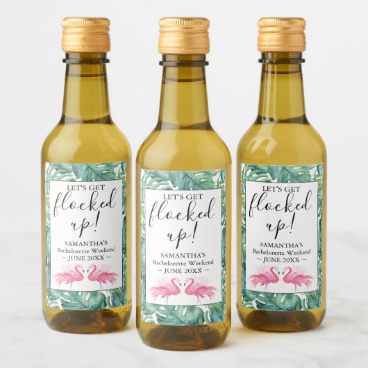 Tropical Flamingo Junggeselinnen-Abschied Weinmark Weinetikett (Flaschen)