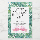 Tropical Flamingo Junggeselinnen-Abschied Weinmark Weinetikett (Einzelnes Label)