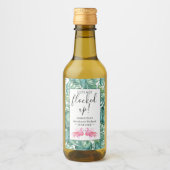 Tropical Flamingo Junggeselinnen-Abschied Weinmark Weinetikett (Vorderseite)