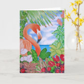 Tropical Flamingo Karte (Gelbe Blume)