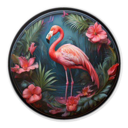Tropical Flamingo Keramikknauf (Vorderseite)