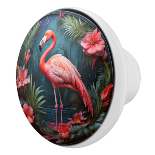 Tropical Flamingo Keramikknauf (Rechts)