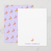 Tropical Flamingo Lila Personalisiert Mitteilungskarte (Vorne/Hinten)