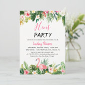 Tropical Flamingo Luau Hens Party Einladung Card (Stehend Vorderseite)