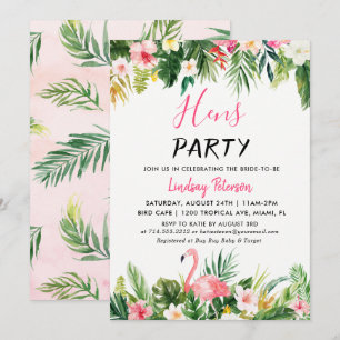 Tropical Flamingo Luau Hens Party Einladung Card