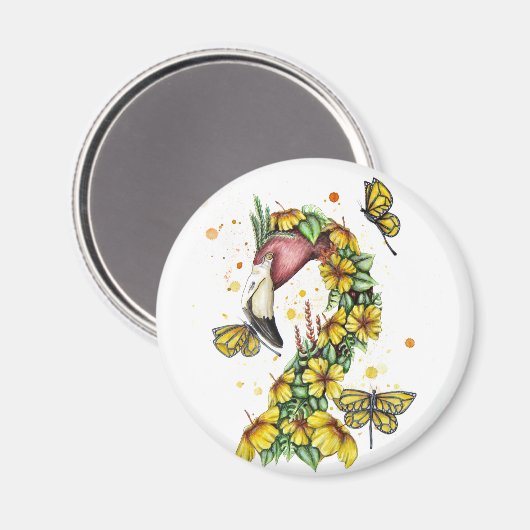 Tropical Flamingo Magnet Yellow (Vorderseite/Rückseite)