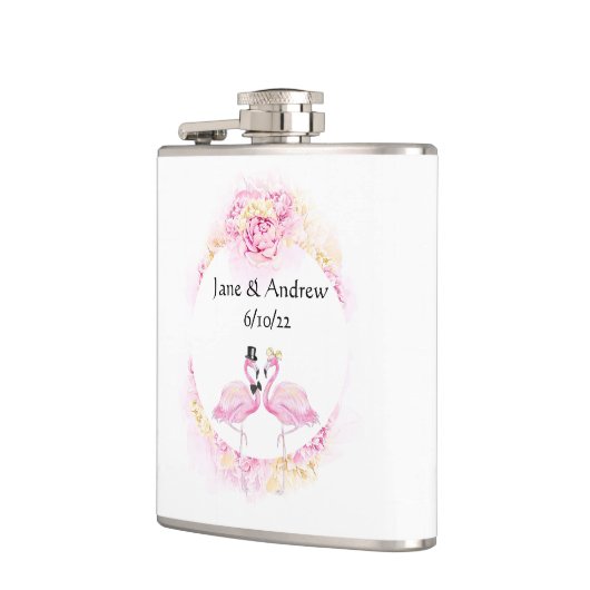 Tropical Flamingo Mit Monogramm Vinyl Wrapped Flas Flachmann (Links)