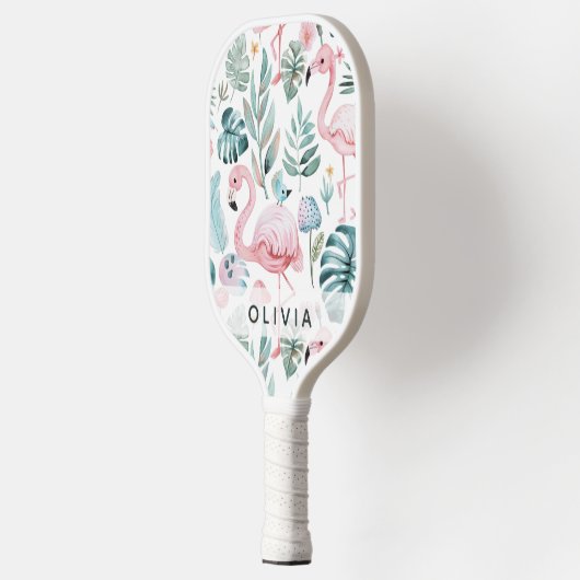 Tropical Flamingo Monstera Pattern Custom Name  Pickleball Schläger (Links)