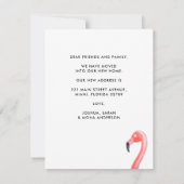 Tropical Flamingo Moved New Address Florida Moving Ankündigung (Rückseite)