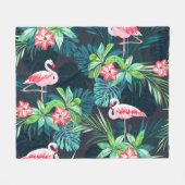 Tropical Flamingo: Muster der Blume im Sommer Fleecedecke (Vorderseite (Horizontal))