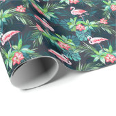 Tropical Flamingo: Muster der Blume im Sommer Geschenkpapier (Rolleneckpunkt)