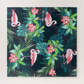 Tropical Flamingo: Muster der Blume im Sommer Puzzle (Horizontal)