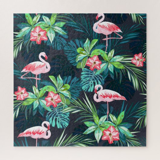 Tropical Flamingo: Muster der Blume im Sommer Puzzle (Vertikal)