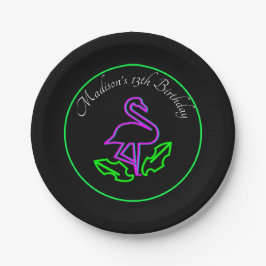 Tropical Flamingo Neon Party Glow Party Teen Pappteller