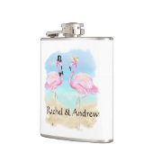 Tropical Flamingo Newlywed Vinyl Wrapped Flask Flachmann (Links)