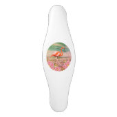 Tropical Flamingo on Beach mit rosa Blume Fantasy Keramik Schrankknauf (Vorderseite)