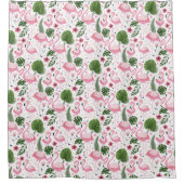 Tropical Flamingo & Palm Blätter Muster Duschvorhang (Vorderseite)