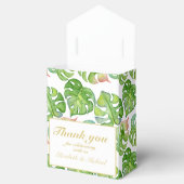 Tropical Flamingo Palm Blätter Pink Green DANKE Geschenkschachtel (Geöffnet)