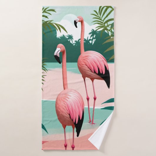 Tropical Flamingo Paradise Badhandtuch Set (Badehandtuch)