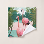 Tropical Flamingo Paradise Badhandtuch Set (Waschlappen)